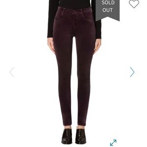 J Brand Maria High Waist Velvet Skinny Jeans